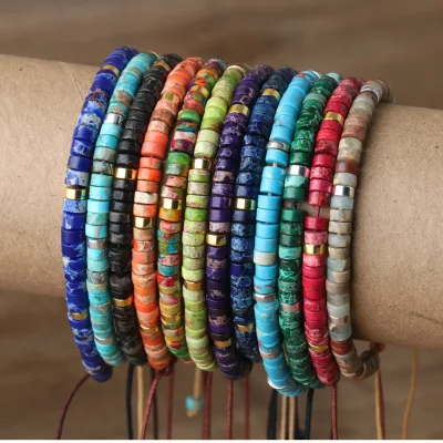 Natural Stone Bracelet,Imperial Crystal Stone Spacer Beads Woven Unisex Bracelet Exquisite Fashionable Adjustable Bracelet Gift