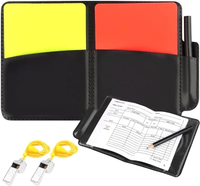 Referee Cards Set with Whistle Red Card Yellow Card  Scorebook Pencil for Football Basketball School Sports
