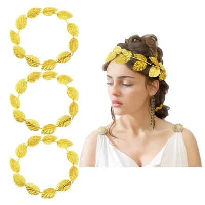 BELLEWORLD Custom Golden Olive Leaf Wreath Headband Roman Greek Goddess Crown Wedding Cosplay Party Hair Accessories Wholesale