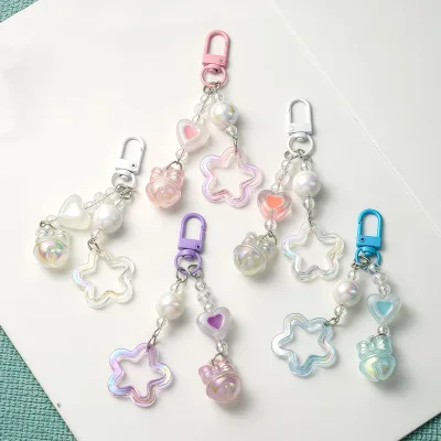 Star Keychain Charms Bag Keychain Accessories Star Beads Decorative Pendant Keychains for Women Purse Backpack Handbags Gift