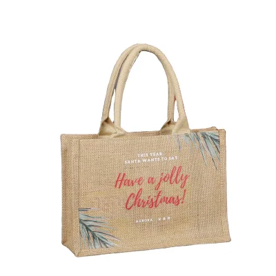 Wholesale Custom High Quality Large Eco Cotton Linen Handbags Hessian Hemp Jute Grocery Shopping Tote Bags