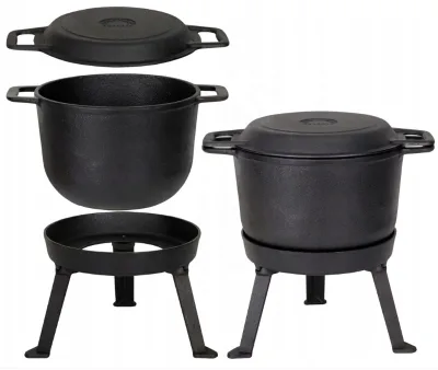 8/10L New Design Outside Cast Iron Hunting Pot with Skillet Lid for Camping