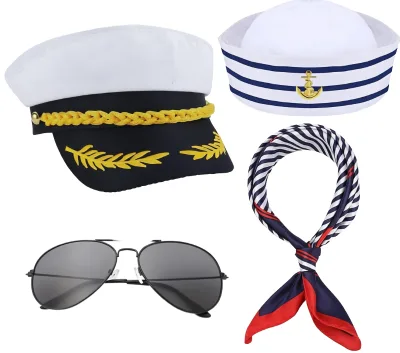 DPLin Yacht Captain Sailor Costume for Adults-Unisex Polyester/Cotton Hats Scarves Sunglasses for Halloween & Party Dressing