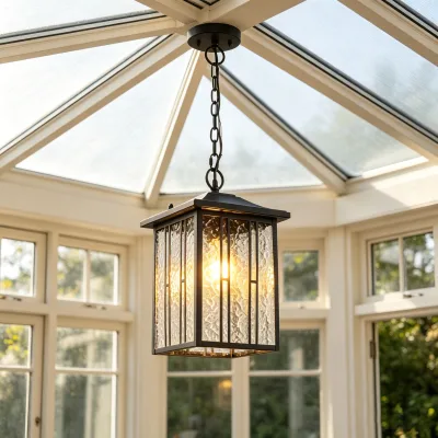 Modern Outdoor Lighting with Black Finish Front Door Entrance Passage Porch Lantern Pendant Light Garden Decorative Light