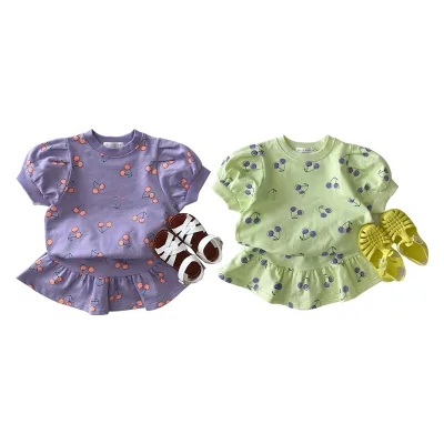 2Pcs Summer Cartoon Print T-Shirt Shirt Suit Kids Toddler Pajama New Born Clothes Baby Clothing Set