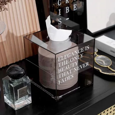 Acryworks Customize Rectangle Waterproof Acrylic Tissue Box Holder with Cover Napkin Organizer for Bathroom Kitchen Home
