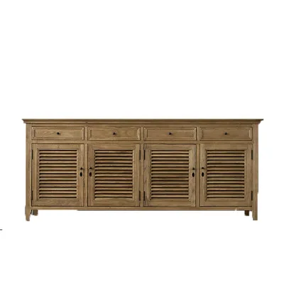 High Quality Custom Dining Furniture Solid Wood Louver Kitchen Side Cabinet Design