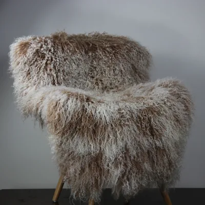 Oyster Tipped Tibetan Sheepskin Fur Panels Wholesale Custom White Frosted Mongolia Lambskin Leather Fur Plates for Furniture