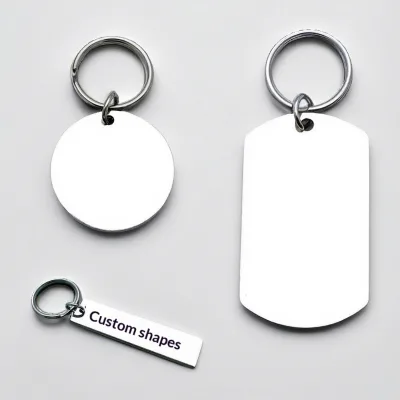 Advertising Gift LOGO Blank Custom Shape Pendant Custom Laser Engraving Simple Style High Quality Stainless Steel Keyring