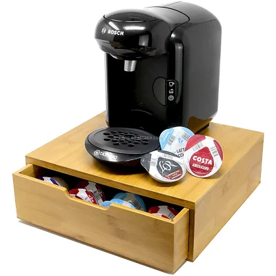 2021 Bamboo 64 Coffee Pod Drawer Tassimo Pod Compatible Coffee Machine Stand Pod Drawer Dispenser Kitchen Storage