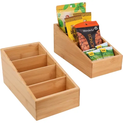 Bamboo Storage Remote Control Snacks Storage Box Kitchen Office Storage