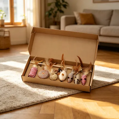 Durable 7 in 1 Cat Toy Gift Set Interactive Feather Teaser Wand Sisal Mouse Rope Toys Relieve Boredom for Indoor Kittens