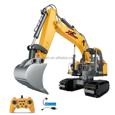 1/16 Scale 2.4G RC Excavator Alloy 13CH with LED Light and Sound Construction Simulation RC Digger RTR Indoor Outdoor for Kids