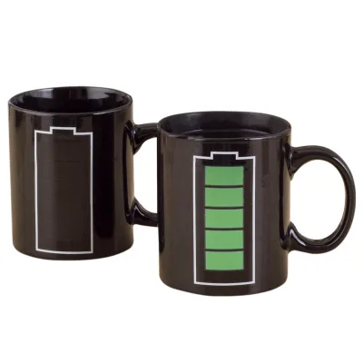Factory Wholesale Battery Color Changing Mug Heat Discoloration Gift Ceramic Mug