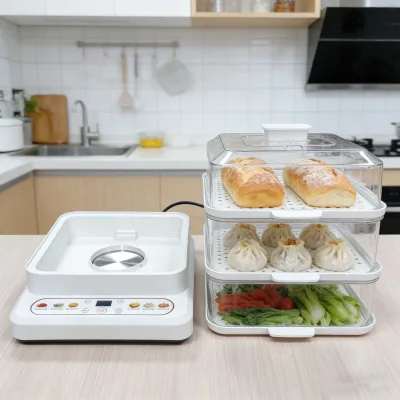 Home Electric Food Steamer Multifunctional Plastic 32L Large Capacity Bread Vegetables Steam Cooker