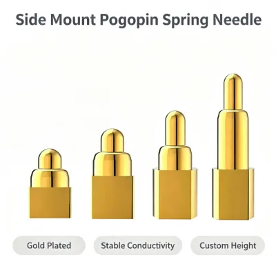 Side Mounted Pogopin Spring Loaded Contact Pin PCB Gold-plated Side Soldering High Current Charging Connector Can Be Customized