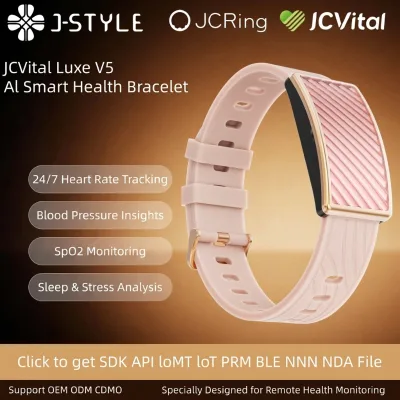 JCVital V5 Slim Thin Health Band for Women Ladies Men,Free App Compatible with IOS & Android Luxury Womens Black Smart Bracelet