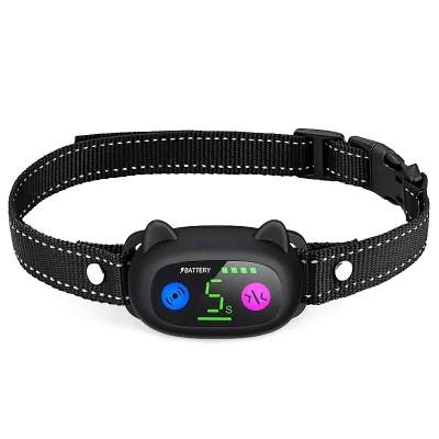 Best-Selling Smart Pet Plastic Collar Waterproof IP67 Eco-Friendly Color Screen Bark Control Strong Vibration Anti-Barking