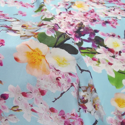 100% Silk Crepe De Chine Fabric Digital Floral Printing Silk Fabric for Women Dress Making