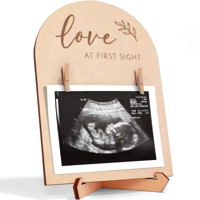 Cute Wooden Ultrasound Picture Frame Baby's Birth Nursery Decor Pregnancy Gift