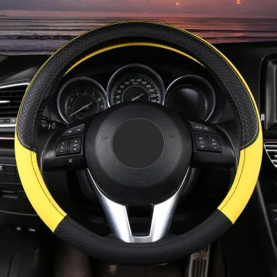 High-end Designed Leather Car Steering Wheel Cover, Antibacterial Anti-slip Wear-resistant, Universal for All Seasons
