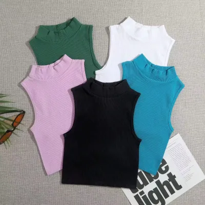 Wholesale Sleeveless Women Top Quick Dry Women Breathable Yoga Vest Turtleneck Fitness Running Women Sport Vest