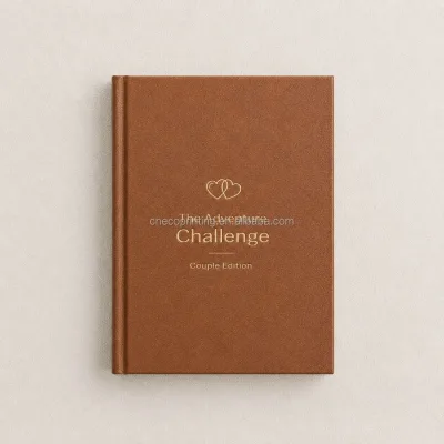 Custom Size Logo Design Printing PU Leather Hardback Couples Date Challengs Game Scratch Off Book for Anniversary Wedding Gift