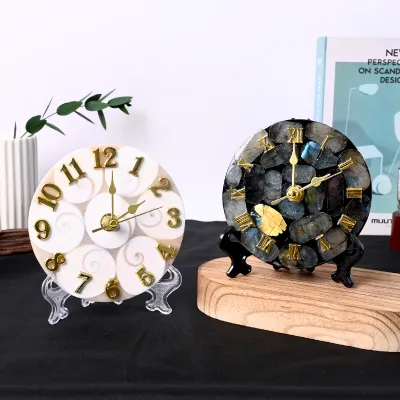 Wholesale Natural Healing Crystal Quartz Engraved Carving Stone Clock Craft for Love Souvenir Gift