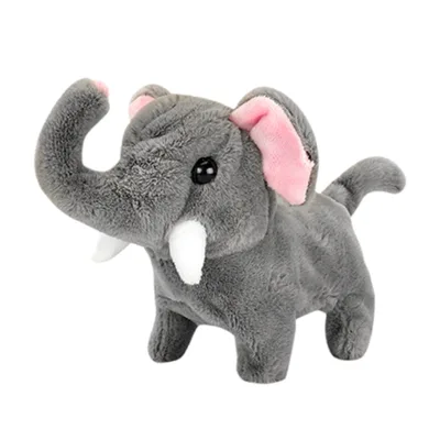 Kinqee Simulation Elephant Electric Plush Toy Bark, Move, Walk, Shake, Head and Tail, Stuffed Plush Toy for Children