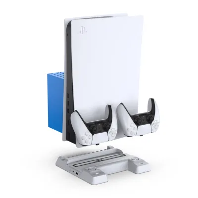 All-in-One Dual Charging Stand for P5 with Cooling Fan Bracket Base and Controller Convenient All-In-One Storage Rack