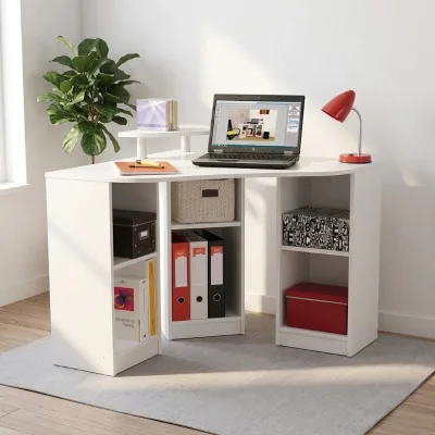 94cm Corner 3 Adjustable Shelves 50kg Load Pedestal Base French Made for Small Bedroom Study Use Computer Desk