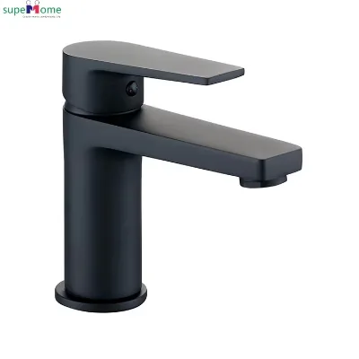 Superhome OEM Manufacturer's Modern Geometric Single-Hole Deck Mounted Bathroom Basin Faucet Matte Black Antique Brass Single