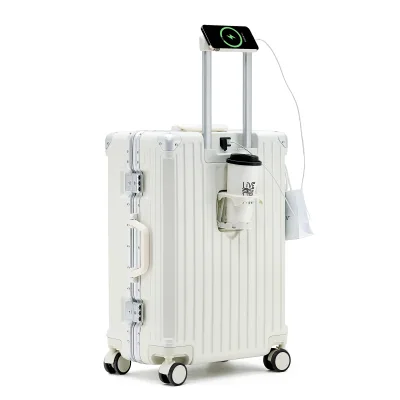 Custom Quality Aluminum Alloy Luggage Travel Handle Trolley Case Portable Hard Shell Lightweight Safety Carry on Suitcase
