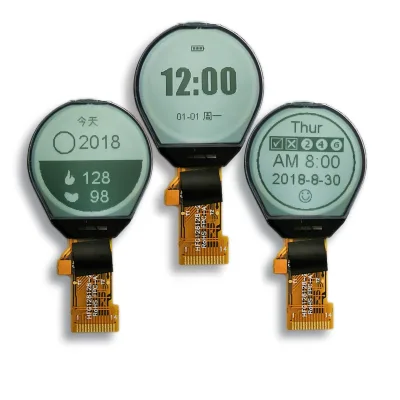 128x128 Round Graphic LCD Module SPI Interface FPC Connector Monochrome Display OEM ODM