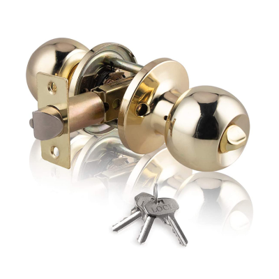 Round Door Knobs Rotation Lock Knobset Handle Stainless Steel Door Knob with Key