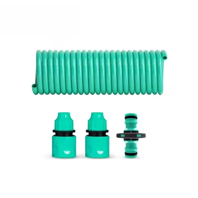 3/8 Inch Retractable Soft Flexible EVA PVC Plastic Coiled 3/8 Inch Diameter Helix Spiral Hose with Sprinkler Spray Gun