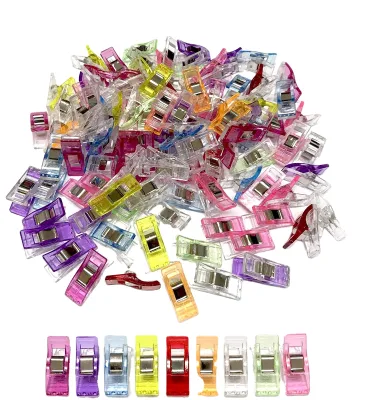 100pcs Multipurpose Quilting Clips Sewing Wonder Clips Assorted Colors Patchwork Clips for Sewing Craft Clamps