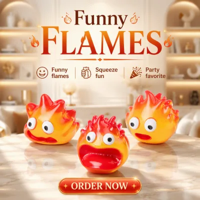 Cute Resin Fire Sprite Figurines Kawaii Expressions Smile Shout Surprised Collectible Character Emotion Buddy Stress Relief Toy