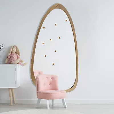 Modern Design Mirror Wall Mounted Bathroom Vanity Wall Makeup Artist Mirrors Irregular Wall Mirror With Wooden Frame