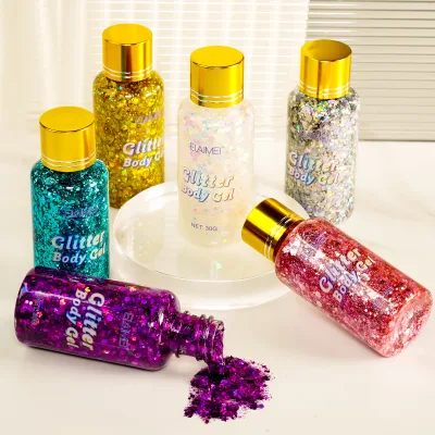 Festival Party Mermaid Sequins Sparkling Chunky Glitter Liquid Cosmetic Glitter Face and Body Gel