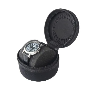 Custom logo Modern Leather Watch Travel case Waterproof Watches Box Zipper for Storage Watch Case
