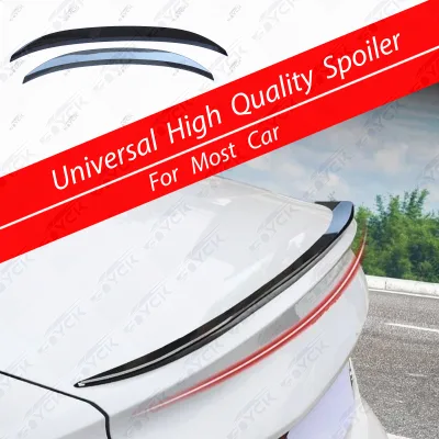 Universal PP Carbon Stripe Auto Spoiler Rear Tail Trunk Wing and Front Bumper Stylish Dual Deck