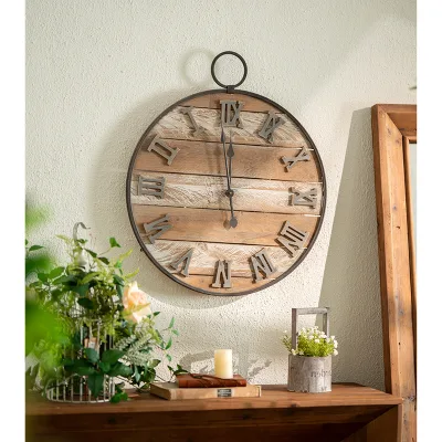Wall Decor Solid Wood Wall Clock for Living Room Vintage Clock Quiet Original Wood Clock