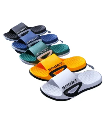 Solid Color Soft Fashion Nude Thick Sole Fashionable Wear-resistant Massage Non slip Beach Slide slippers Sandal Shoes for Men