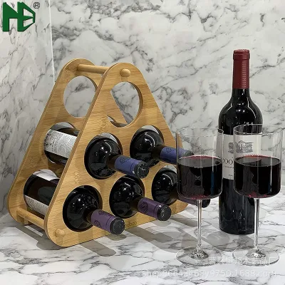 Modern Creative Wooden Wine Rack for Home Use Six Bottles Desktop Wine Storage Rack Countertop Wine Display Rack Decoration