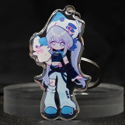 For Custom Printed UV Printing Mini Cute Anime Waterproof Compact Mirror Acrylic Cartoon Keychain