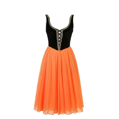 Black White Orange Romantic Long Dance Costume for Ballet Performance Spandex/Nylon Material Dance Favourite Brand Women's