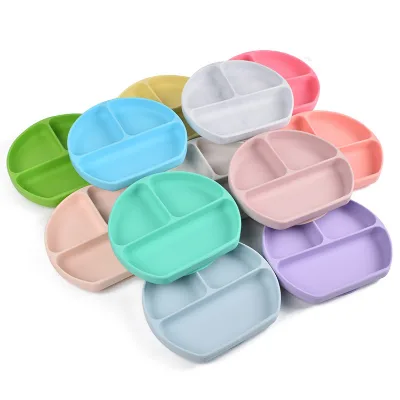 Food Grade Suction Baby Silicone Divided Plate Feeding Placemat Toddlers Food Feeding Silicone Baby Plate Baby Dishes