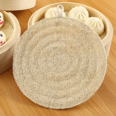 Double Layer Natural Loofah Steamer Mat Non-Stick Liner for Steaming Buns Heatproof Kitchen Pad for Home Use