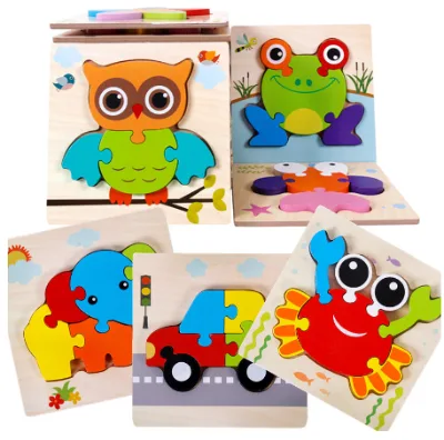 Cheap Factory Price Cartoon Wooden Puzzles for Kids Pussel Jigsaw Educational Children Toys